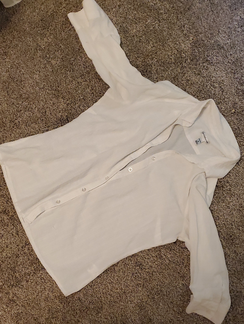croft & barrow White Textured Button-Up Shirt - Picture 3 of 4